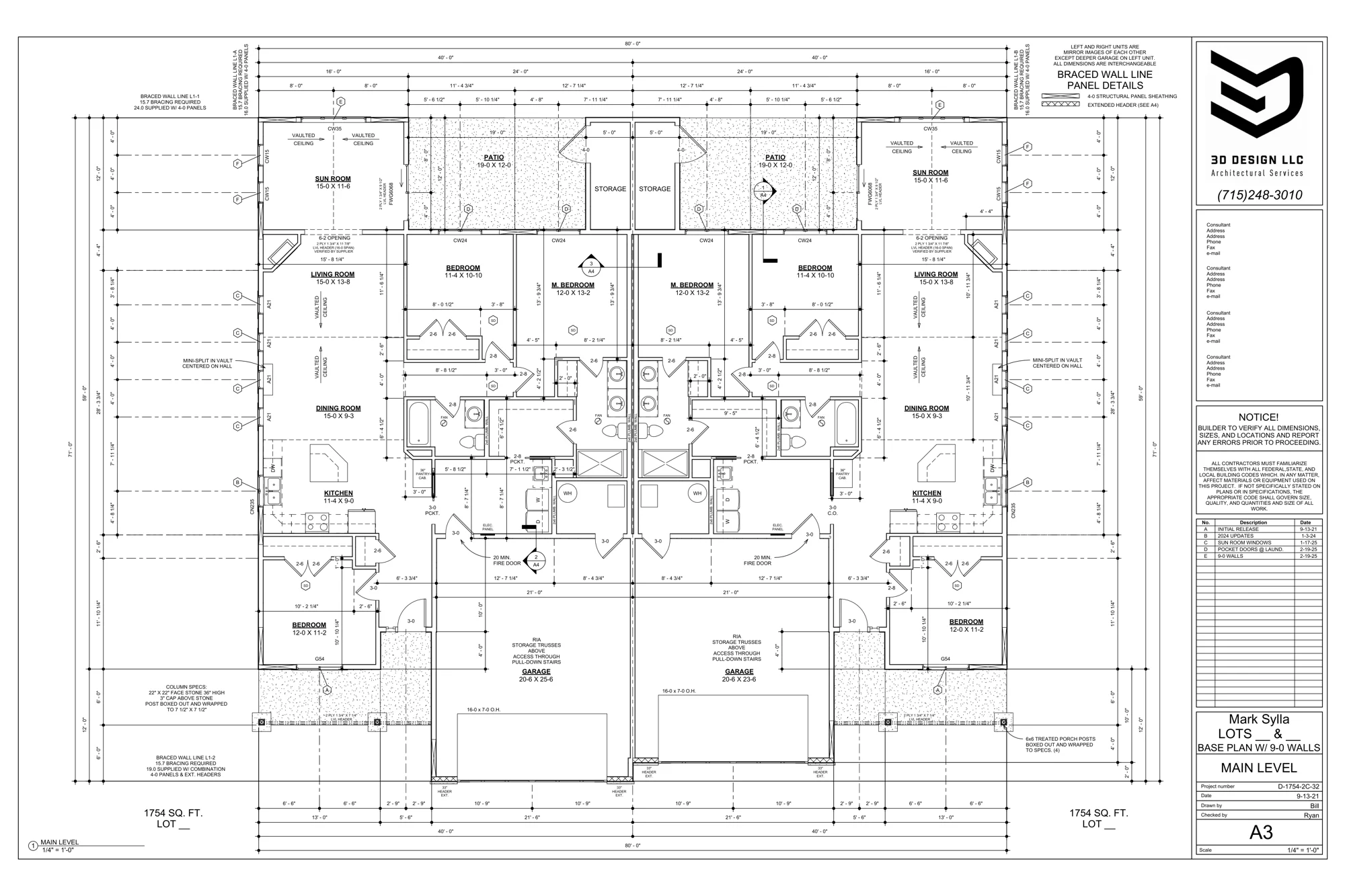 The Preserve twin home main-level floor plan diagram
